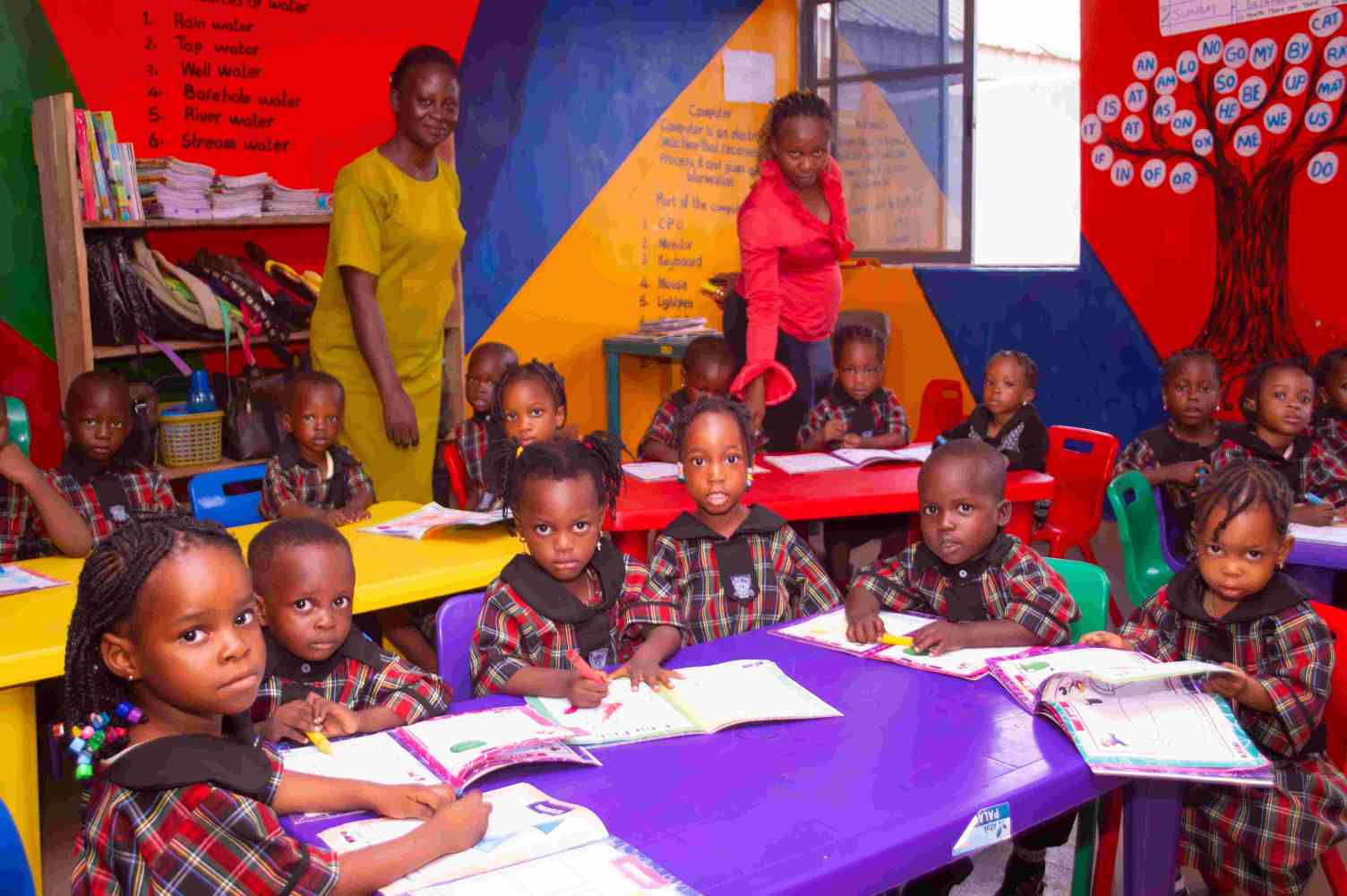 Teacher with students